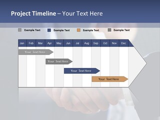 Two Men Shaking Hands In Front Of A Group Of People PowerPoint Template