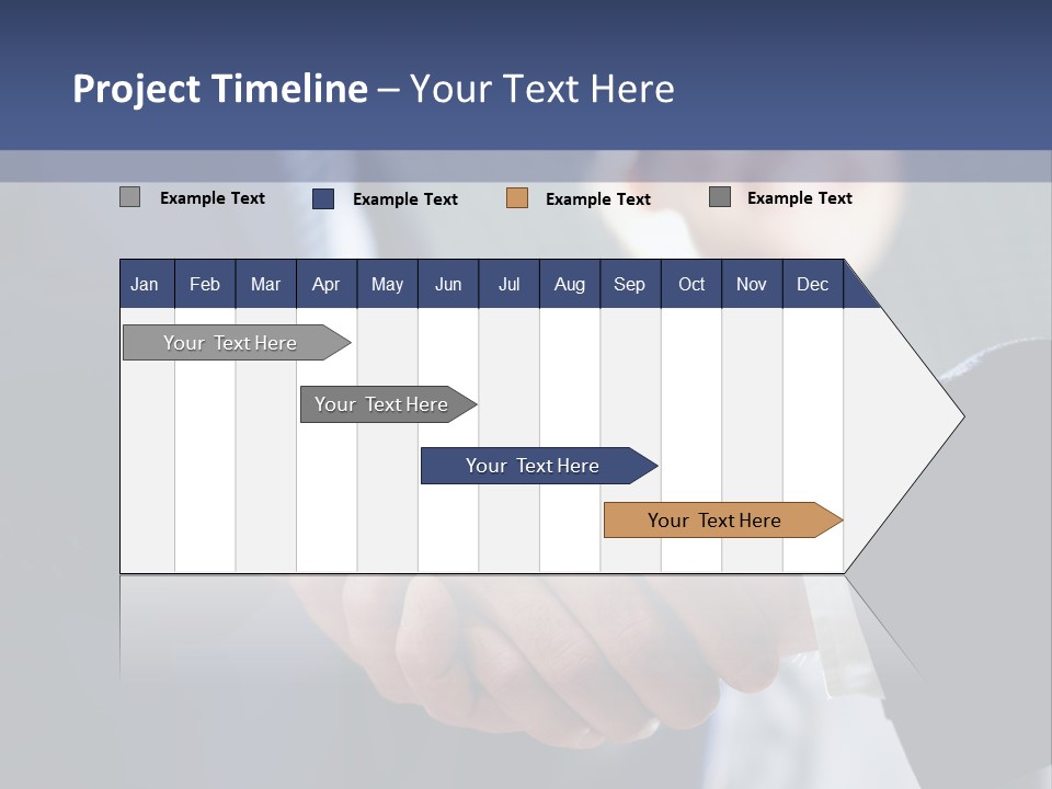 Two Men Shaking Hands In Front Of A Group Of People PowerPoint Template