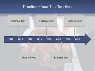 Two Men Shaking Hands In Front Of A Group Of People PowerPoint Template