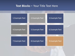 Two Men Shaking Hands In Front Of A Group Of People PowerPoint Template