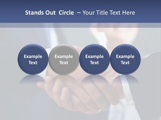 Two Men Shaking Hands In Front Of A Group Of People PowerPoint Template