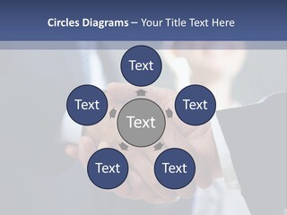Two Men Shaking Hands In Front Of A Group Of People PowerPoint Template