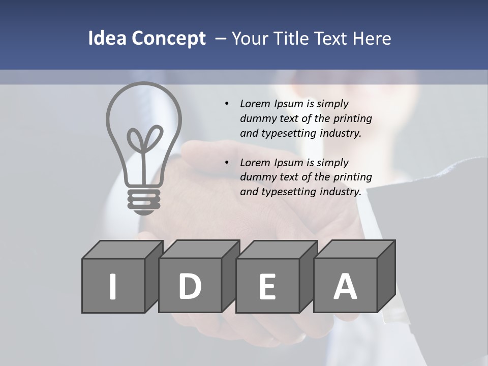 Two Men Shaking Hands In Front Of A Group Of People PowerPoint Template