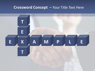 Two Men Shaking Hands In Front Of A Group Of People PowerPoint Template