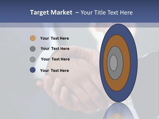 Two Men Shaking Hands In Front Of A Group Of People PowerPoint Template