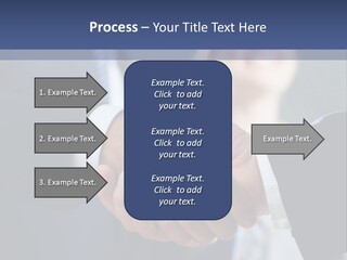 Two Men Shaking Hands In Front Of A Group Of People PowerPoint Template