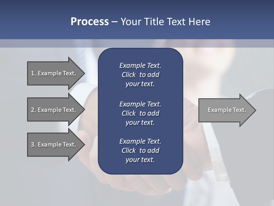 Two Men Shaking Hands In Front Of A Group Of People PowerPoint Template
