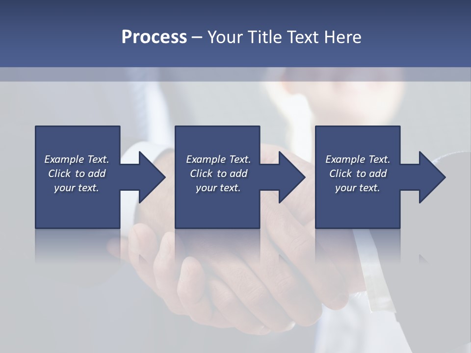 Two Men Shaking Hands In Front Of A Group Of People PowerPoint Template