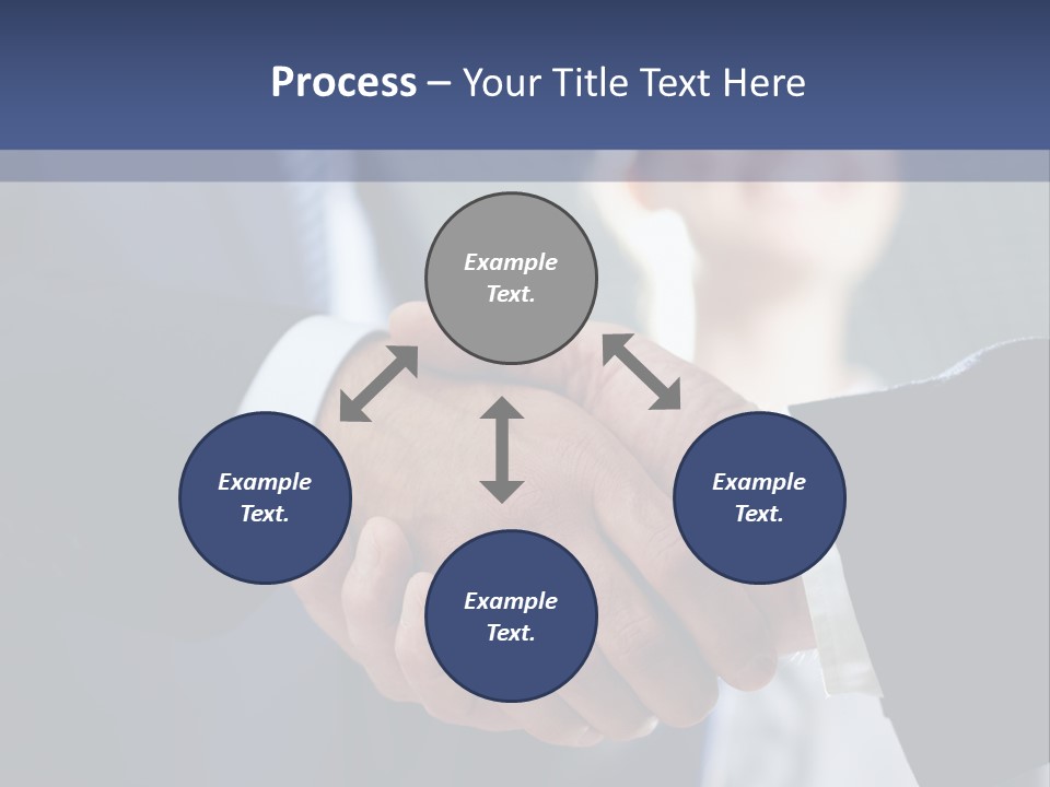 Two Men Shaking Hands In Front Of A Group Of People PowerPoint Template