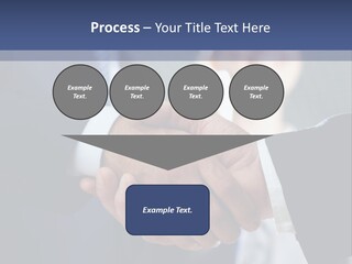 Two Men Shaking Hands In Front Of A Group Of People PowerPoint Template