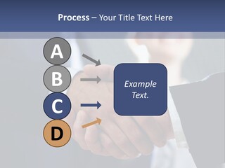 Two Men Shaking Hands In Front Of A Group Of People PowerPoint Template