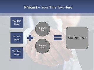 Two Men Shaking Hands In Front Of A Group Of People PowerPoint Template