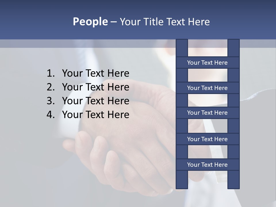 Two Men Shaking Hands In Front Of A Group Of People PowerPoint Template