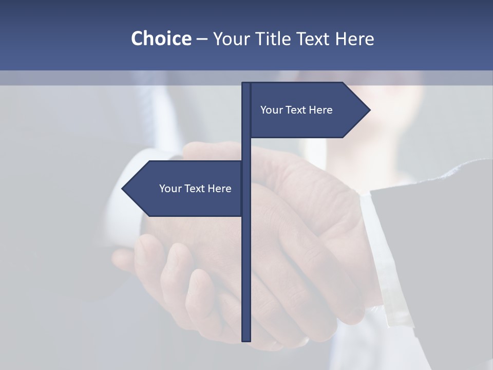 Two Men Shaking Hands In Front Of A Group Of People PowerPoint Template