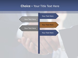 Two Men Shaking Hands In Front Of A Group Of People PowerPoint Template