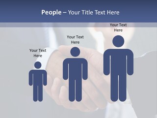 Two Men Shaking Hands In Front Of A Group Of People PowerPoint Template