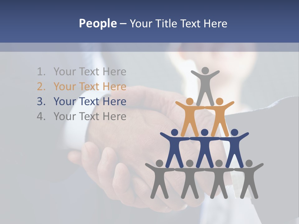 Two Men Shaking Hands In Front Of A Group Of People PowerPoint Template