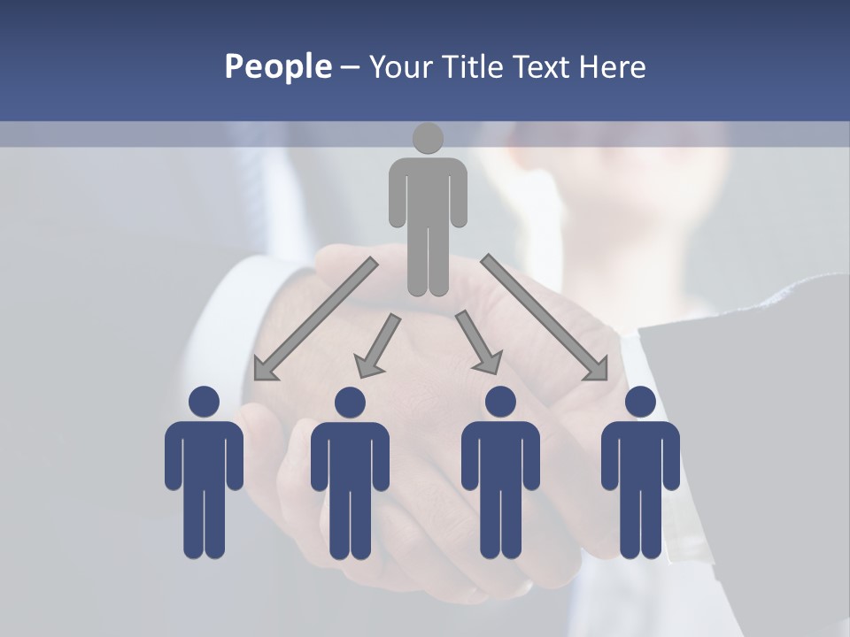 Two Men Shaking Hands In Front Of A Group Of People PowerPoint Template