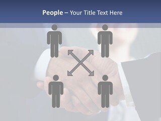 Two Men Shaking Hands In Front Of A Group Of People PowerPoint Template