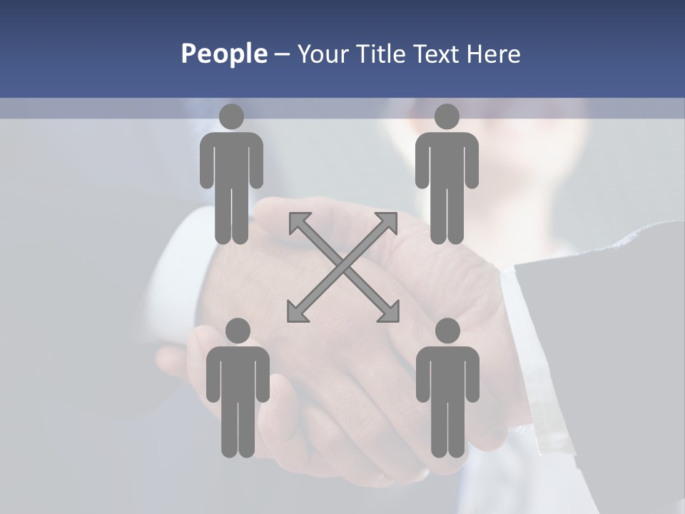 Two Men Shaking Hands In Front Of A Group Of People PowerPoint Template