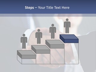 Two Men Shaking Hands In Front Of A Group Of People PowerPoint Template