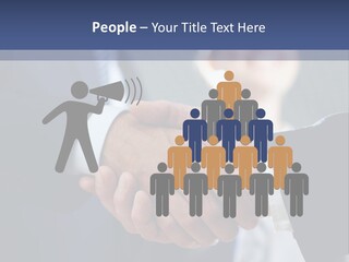 Two Men Shaking Hands In Front Of A Group Of People PowerPoint Template