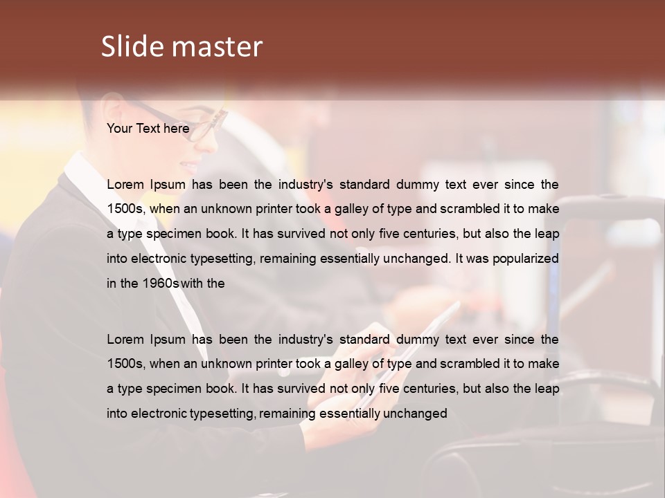 A Woman Sitting In A Chair Using A Tablet Computer PowerPoint Template