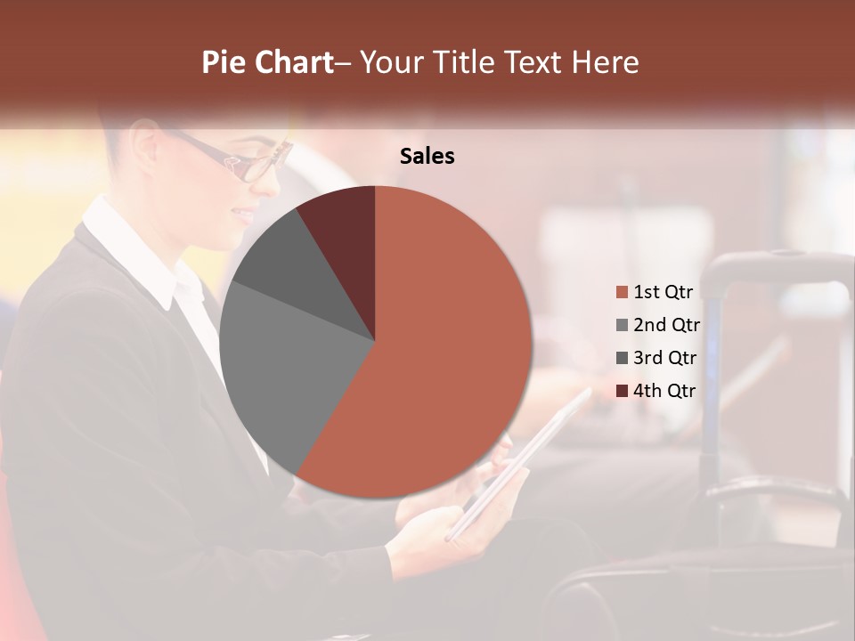 A Woman Sitting In A Chair Using A Tablet Computer PowerPoint Template