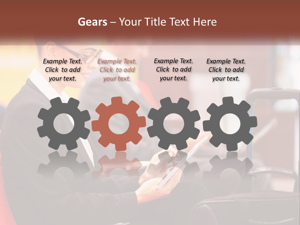 A Woman Sitting In A Chair Using A Tablet Computer PowerPoint Template