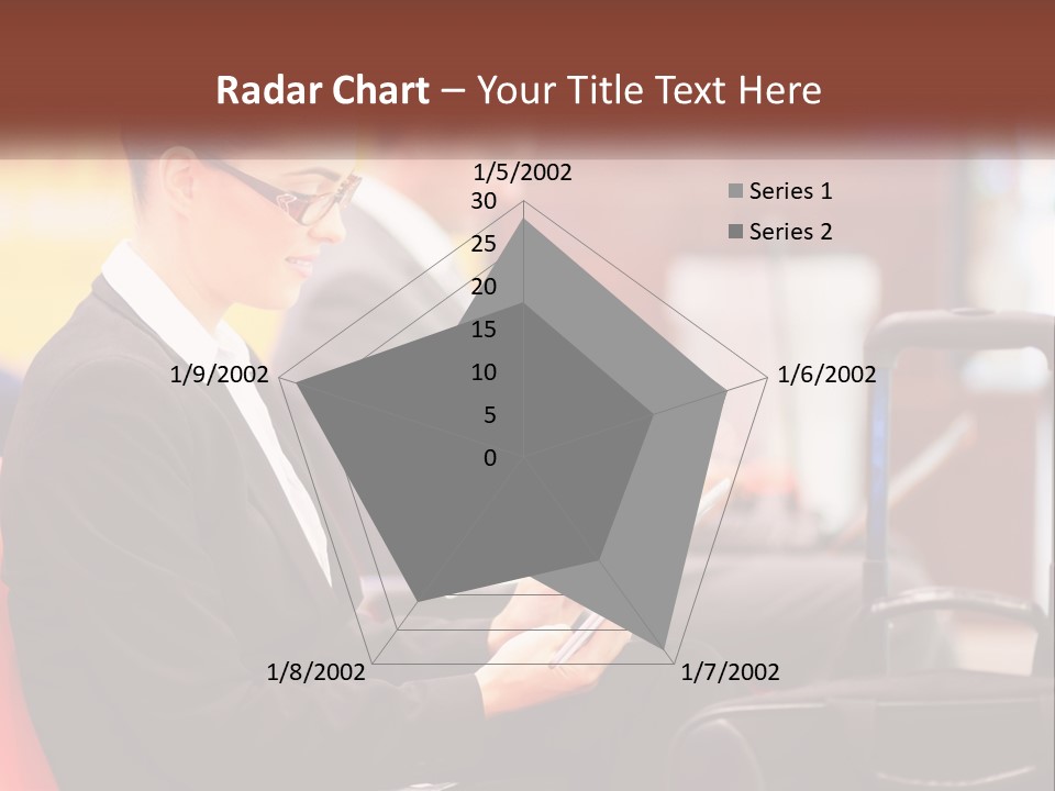 A Woman Sitting In A Chair Using A Tablet Computer PowerPoint Template