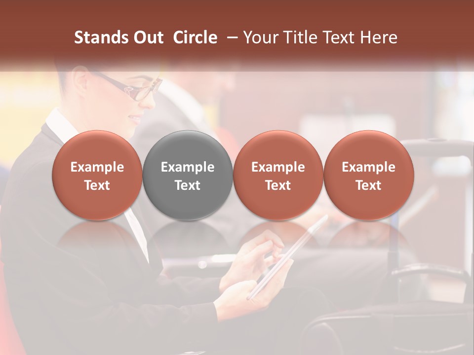 A Woman Sitting In A Chair Using A Tablet Computer PowerPoint Template