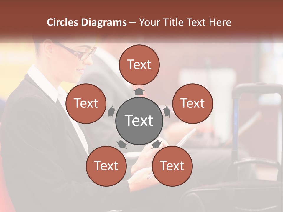 A Woman Sitting In A Chair Using A Tablet Computer PowerPoint Template