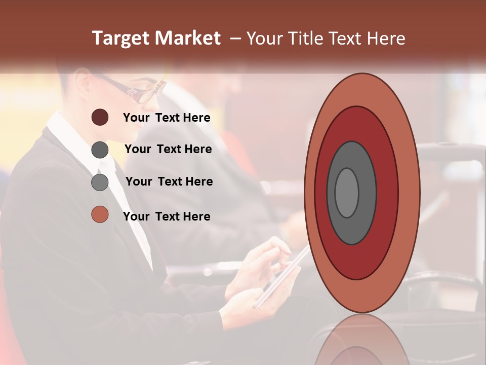 A Woman Sitting In A Chair Using A Tablet Computer PowerPoint Template