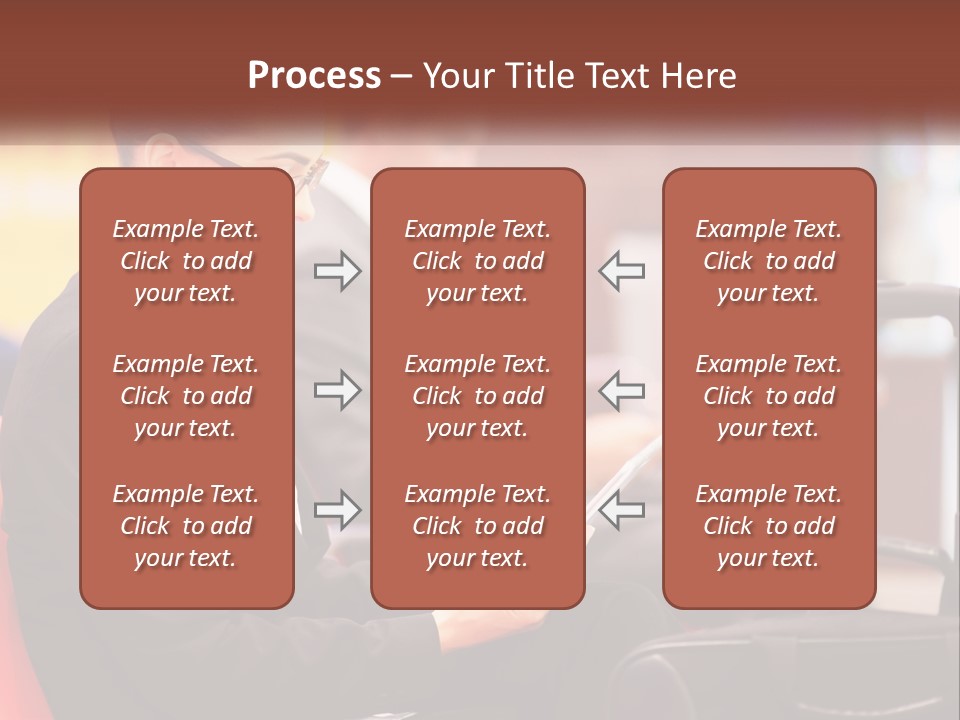 A Woman Sitting In A Chair Using A Tablet Computer PowerPoint Template