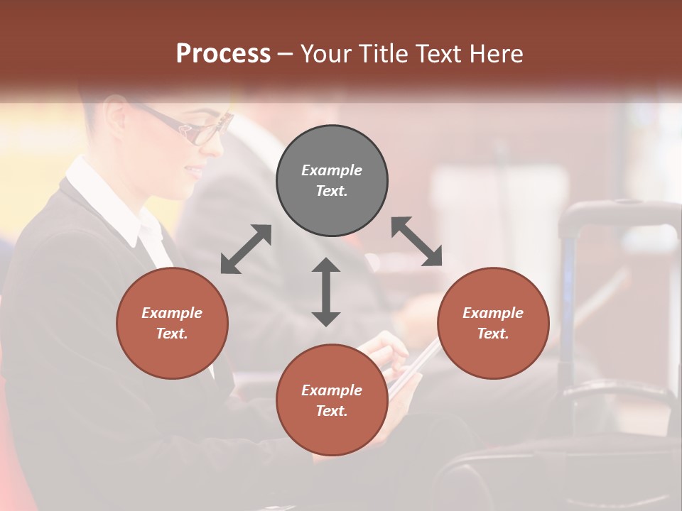 A Woman Sitting In A Chair Using A Tablet Computer PowerPoint Template