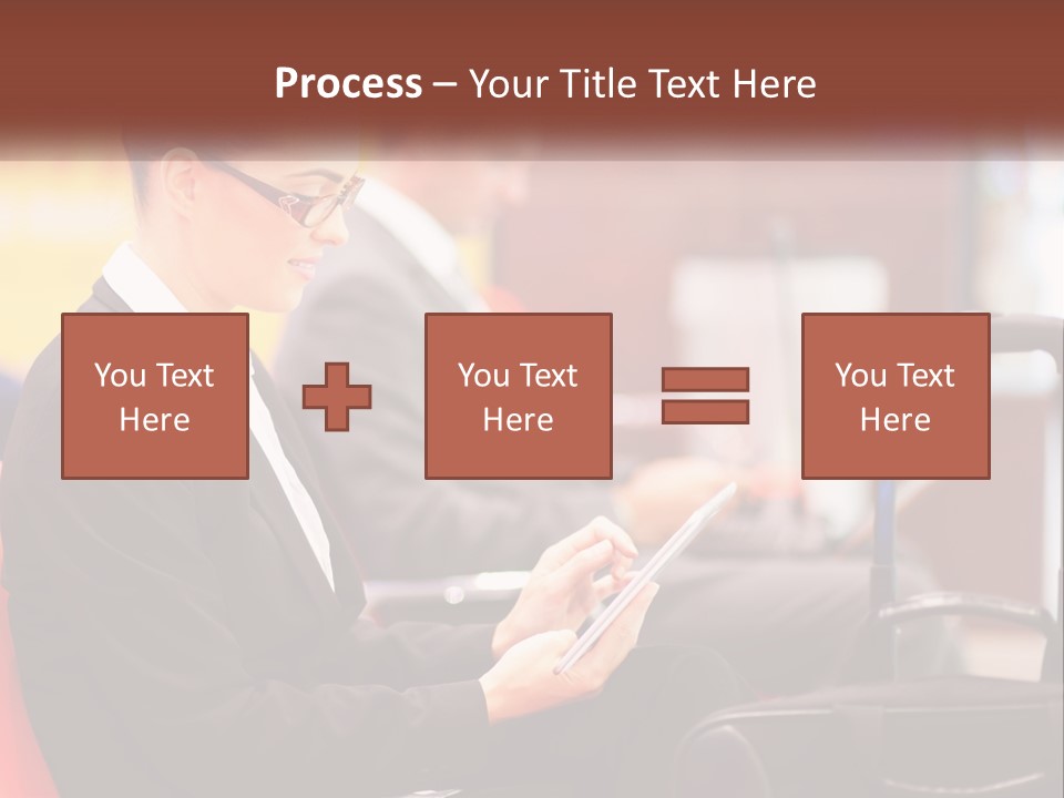 A Woman Sitting In A Chair Using A Tablet Computer PowerPoint Template