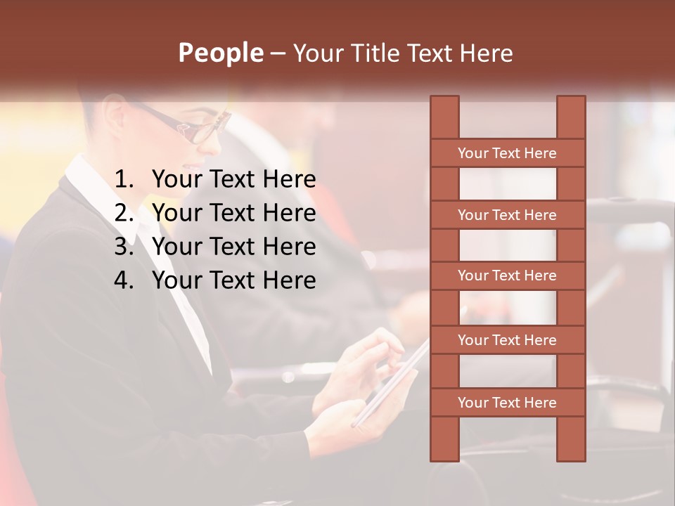 A Woman Sitting In A Chair Using A Tablet Computer PowerPoint Template