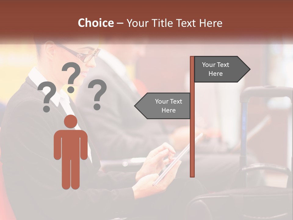 A Woman Sitting In A Chair Using A Tablet Computer PowerPoint Template