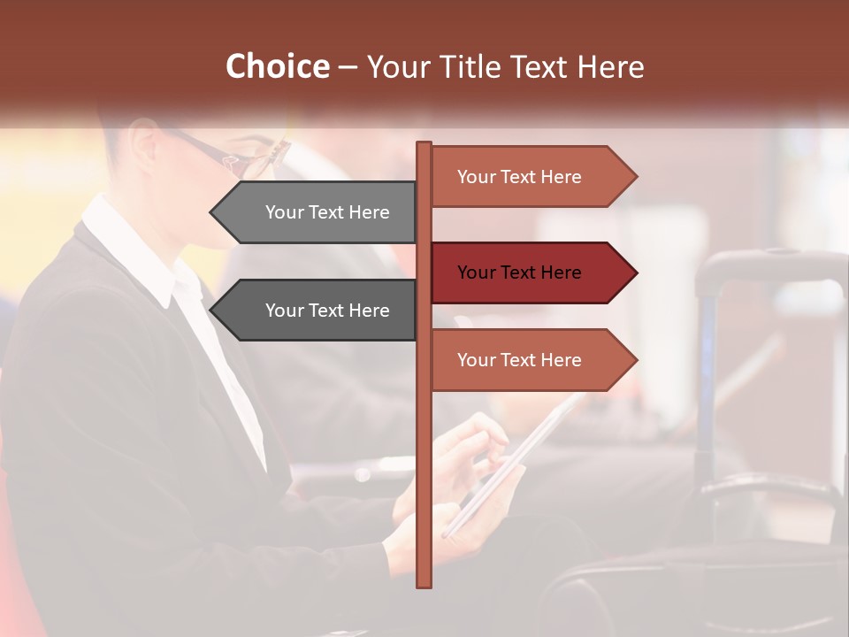 A Woman Sitting In A Chair Using A Tablet Computer PowerPoint Template
