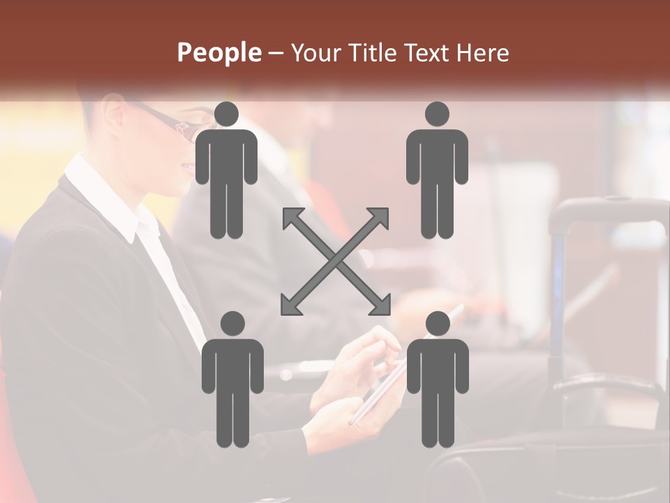 A Woman Sitting In A Chair Using A Tablet Computer PowerPoint Template