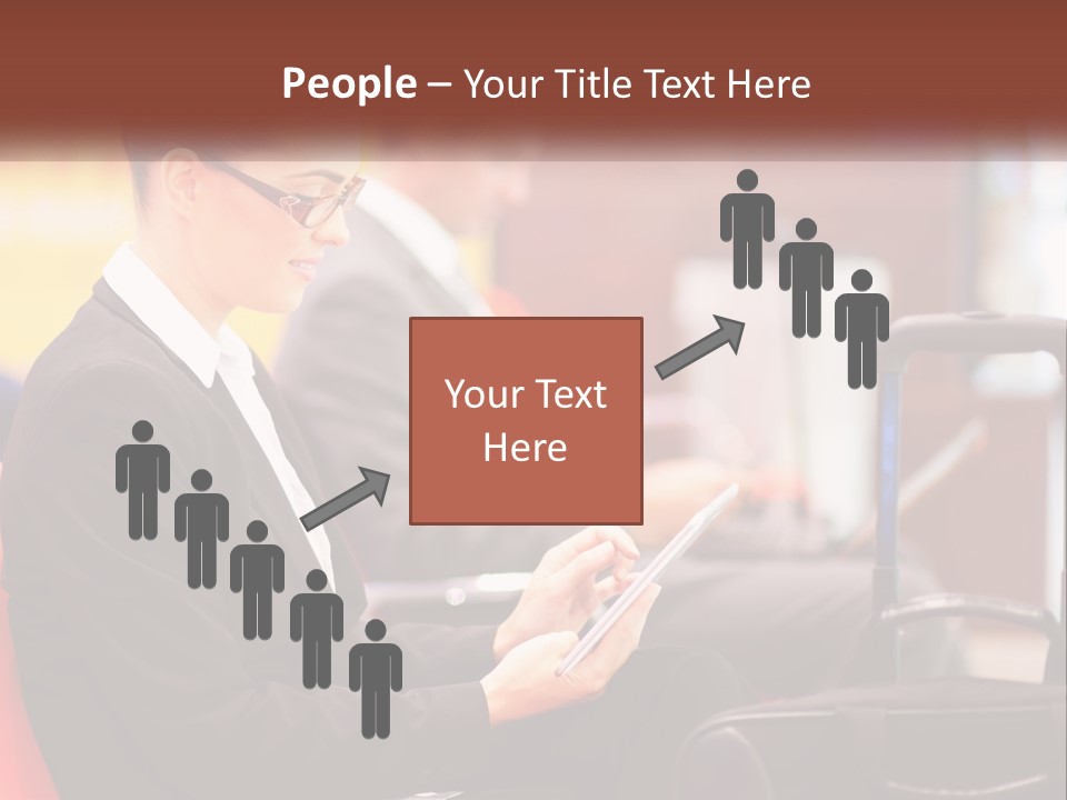 A Woman Sitting In A Chair Using A Tablet Computer PowerPoint Template