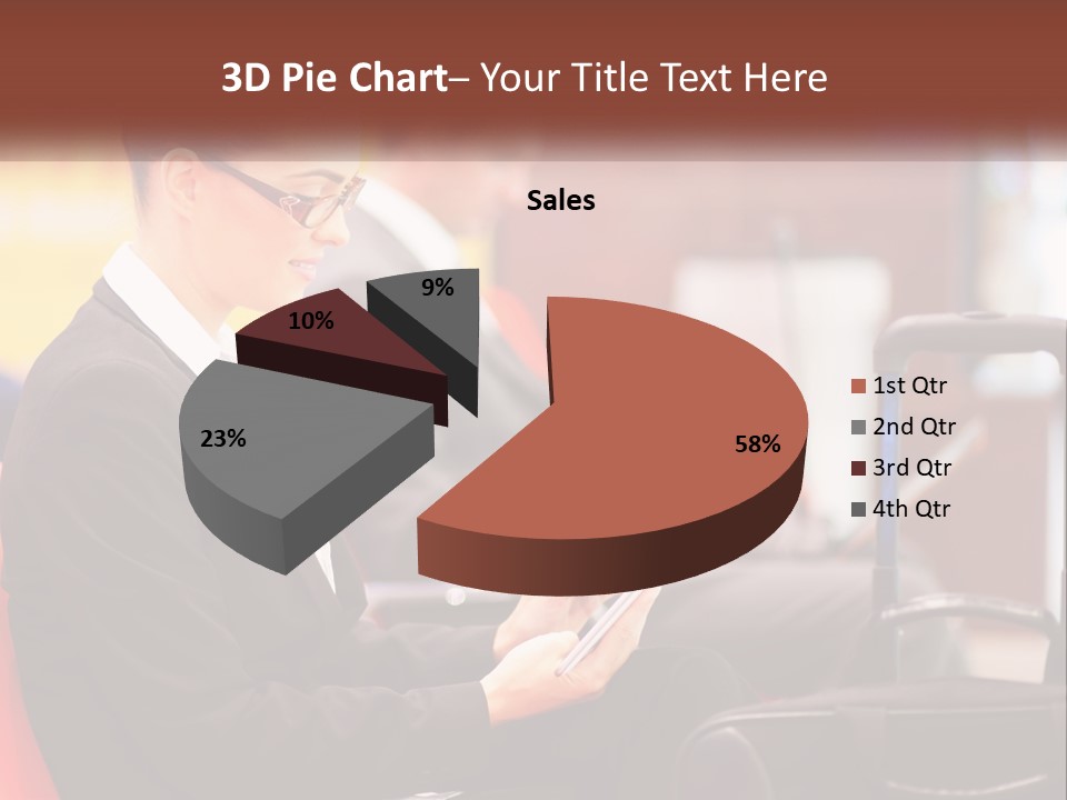 A Woman Sitting In A Chair Using A Tablet Computer PowerPoint Template