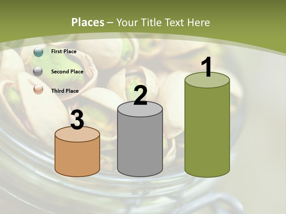 A Glass Jar Filled With Pistachios On Top Of A Table PowerPoint Template