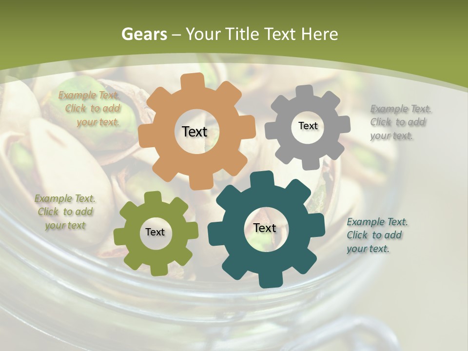 A Glass Jar Filled With Pistachios On Top Of A Table PowerPoint Template