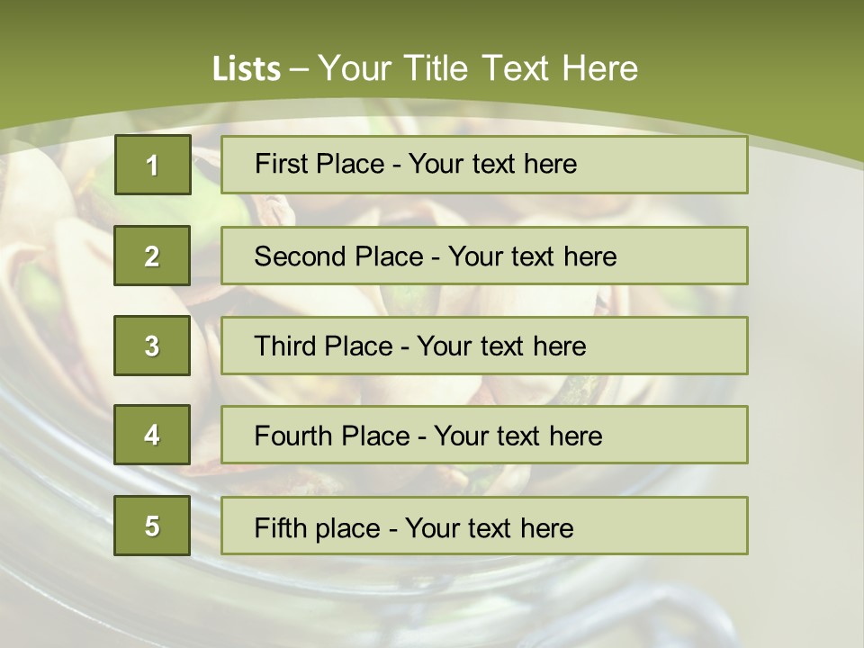 A Glass Jar Filled With Pistachios On Top Of A Table PowerPoint Template
