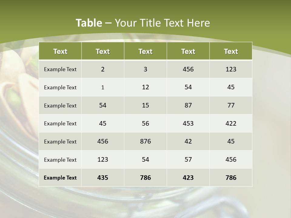 A Glass Jar Filled With Pistachios On Top Of A Table PowerPoint Template
