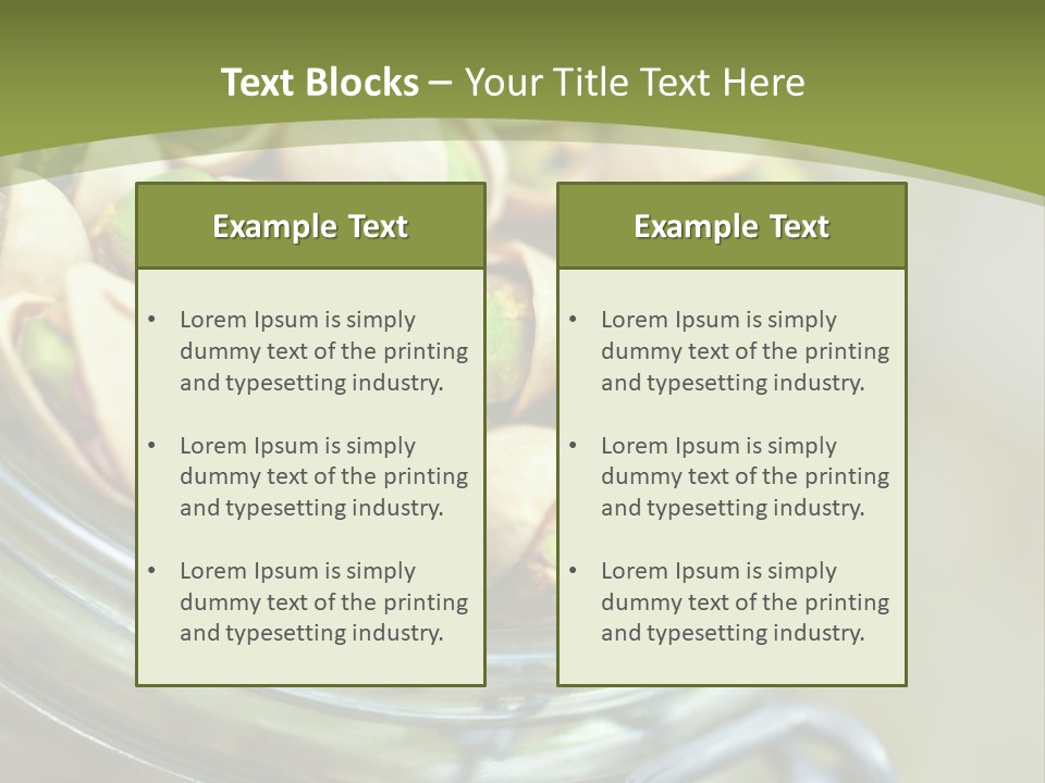 A Glass Jar Filled With Pistachios On Top Of A Table PowerPoint Template
