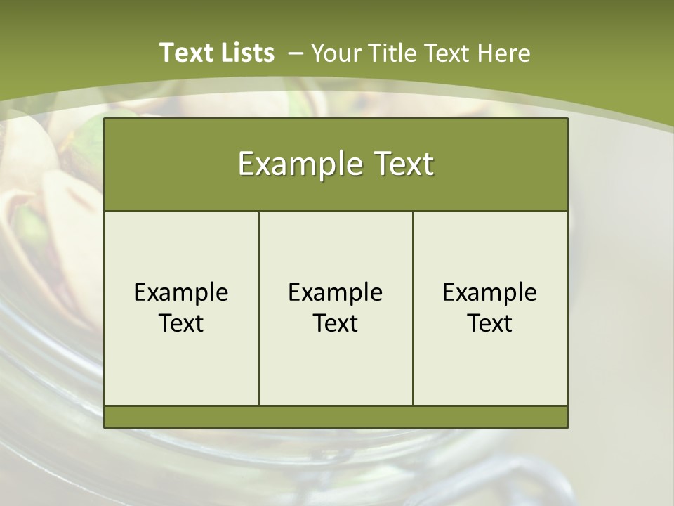 A Glass Jar Filled With Pistachios On Top Of A Table PowerPoint Template