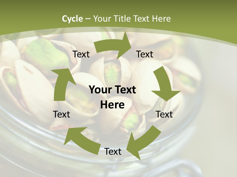 A Glass Jar Filled With Pistachios On Top Of A Table PowerPoint Template