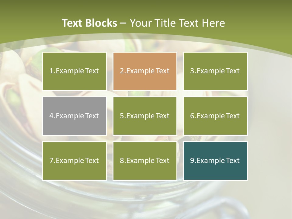 A Glass Jar Filled With Pistachios On Top Of A Table PowerPoint Template